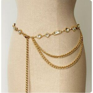 Vintage Gold multi-layer chain womens belt